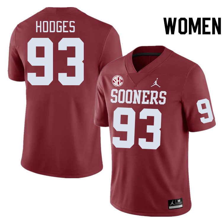 Women #93 Ace Hodges Oklahoma Sooners 2024 SEC Conference College Football Jerseys-Crimson